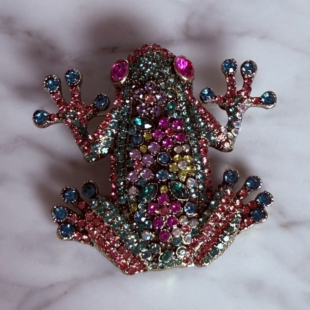 Colorful Rhinestone Frog Brooch - Picture 2 of 3